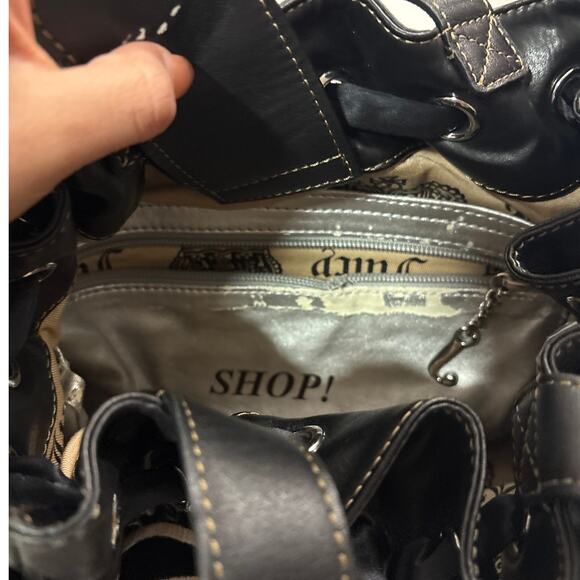 Vintage Y2K Juicy Couture Daydreamer Bag Tote Purse Black Charm Velour Shoulder - Picture 7 of 16